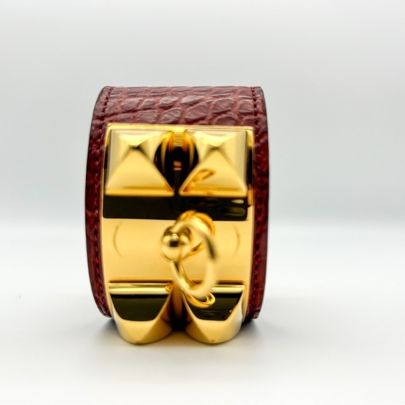 Hermes CDC Collier de Chien Rouge H Red Alligator Croc GHW Guc Size M 2012 - Picture 14 of 15